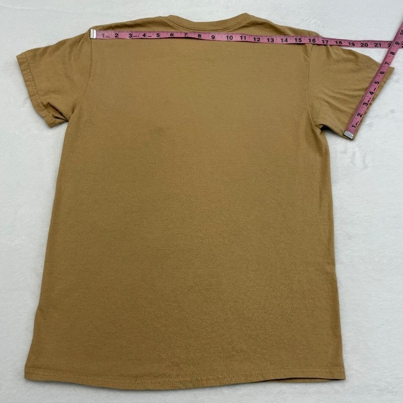 Retrofit Rose Head Patch T-Shirt, Short Sleeves, Tan/Mustard/Yellowish, Small - Picture 10 of 11